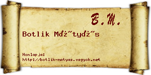 Botlik Mátyás névjegykártya